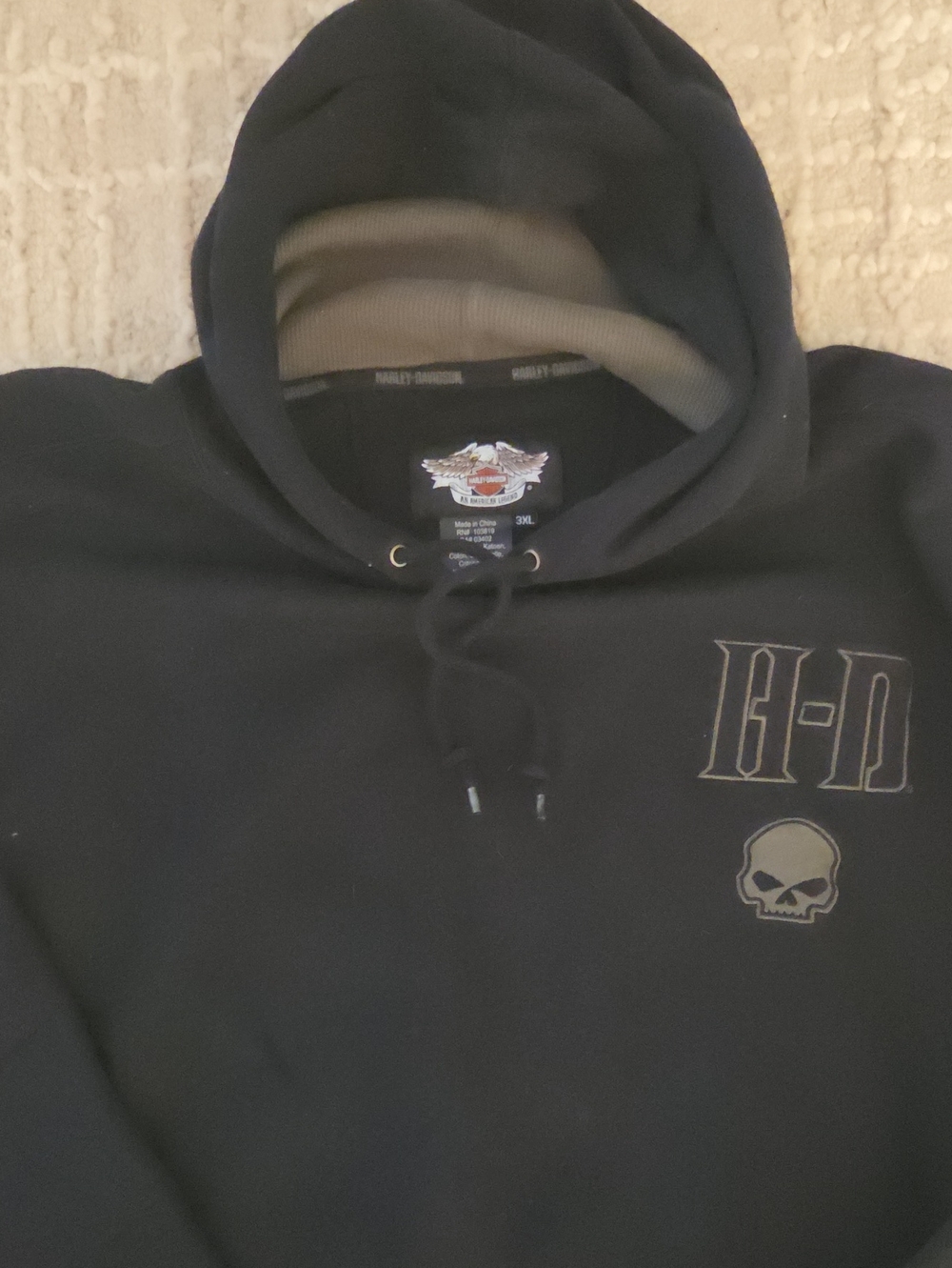 NWOT Harley Davidson Willie G Skull Flamed Hoodie Black 3XL Big Back Graphic